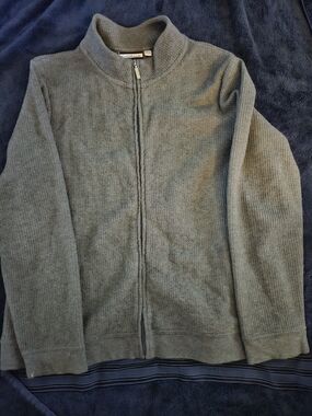 Croft & Barrow Womens Full-Zip Ribbed Sweater Jacket - Gray